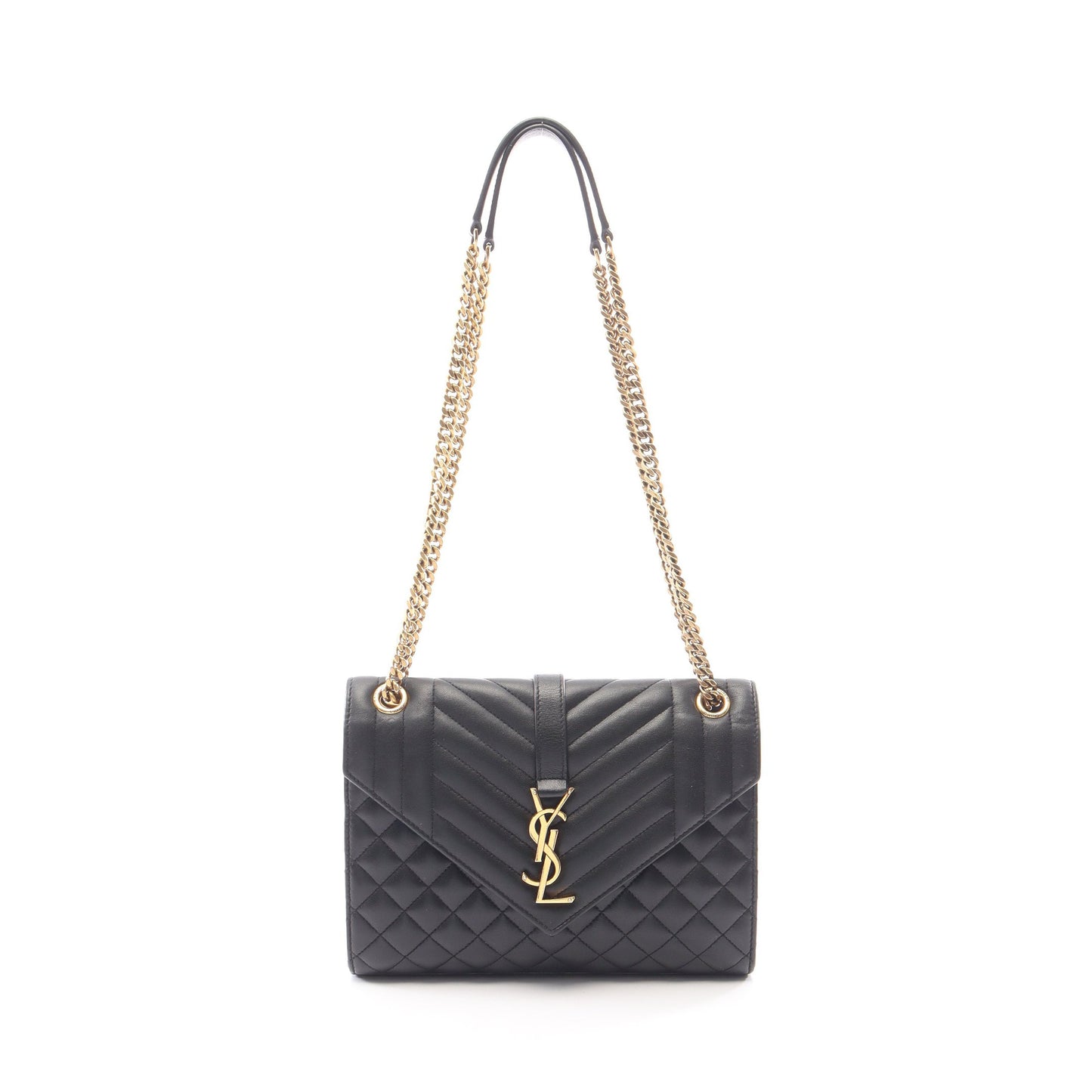 エンヴェロップ ミディアム チェーンショルダーバッグ レザー ブラック サンローランパリ バッグ SAINT LAURENT PARIS
