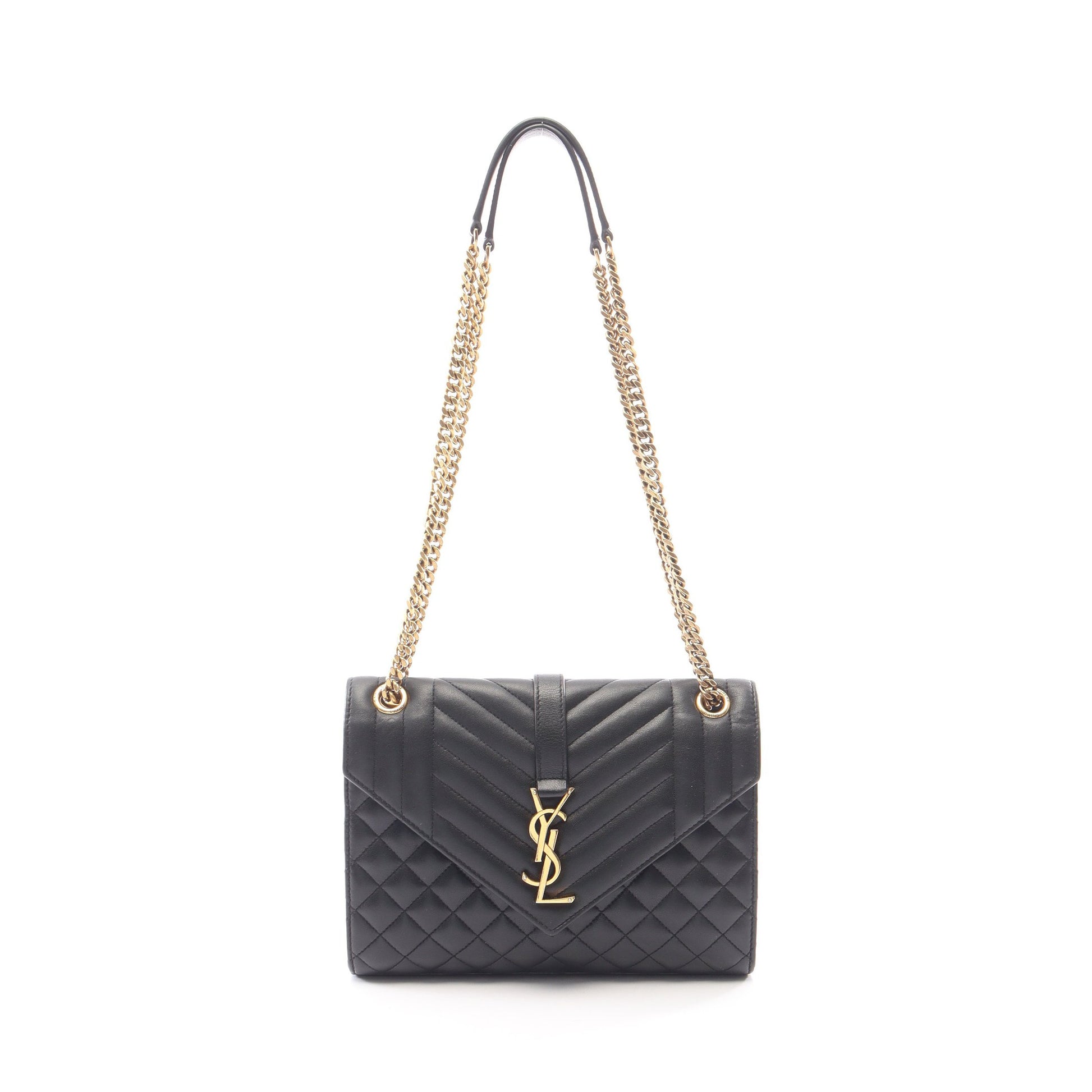エンヴェロップ ミディアム チェーンショルダーバッグ レザー ブラック サンローランパリ バッグ SAINT LAURENT PARIS