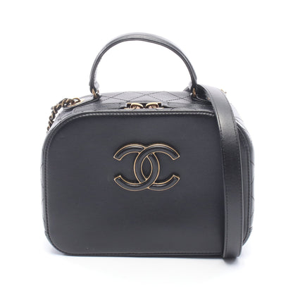 マトラッセ トップハンドル 2WAY チェーンショルダーバッグ レザー ブラック ゴールド金具 シャネル バッグ CHANEL