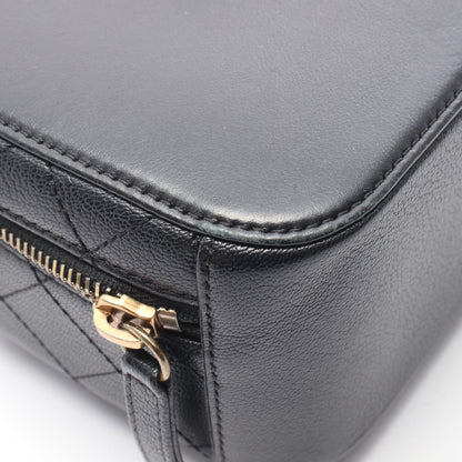 マトラッセ トップハンドル 2WAY チェーンショルダーバッグ レザー ブラック ゴールド金具 シャネル バッグ CHANEL
