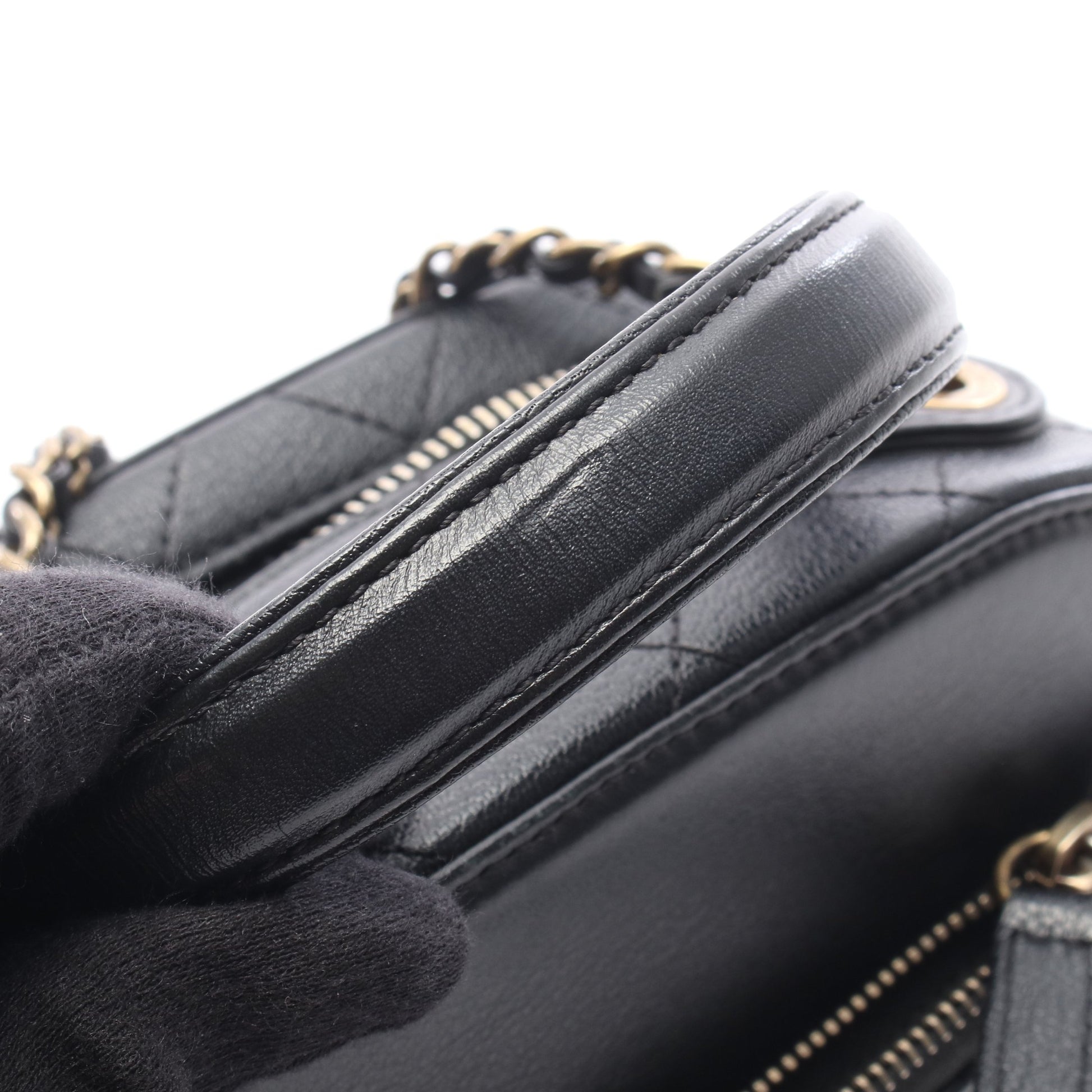 マトラッセ トップハンドル 2WAY チェーンショルダーバッグ レザー ブラック ゴールド金具 シャネル バッグ CHANEL