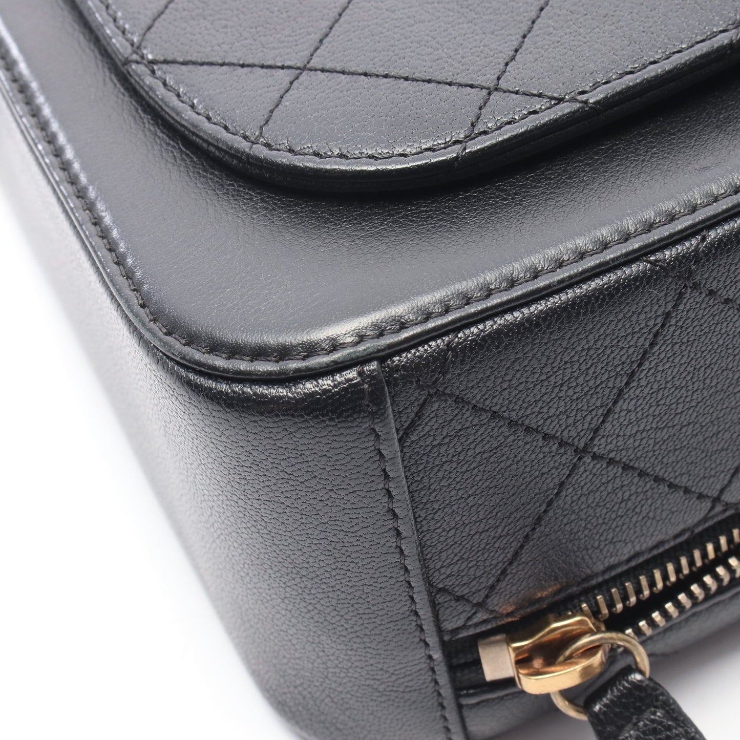 マトラッセ トップハンドル 2WAY チェーンショルダーバッグ レザー ブラック ゴールド金具 シャネル バッグ CHANEL
