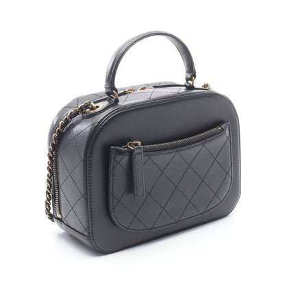 マトラッセ トップハンドル 2WAY チェーンショルダーバッグ レザー ブラック ゴールド金具 シャネル バッグ CHANEL