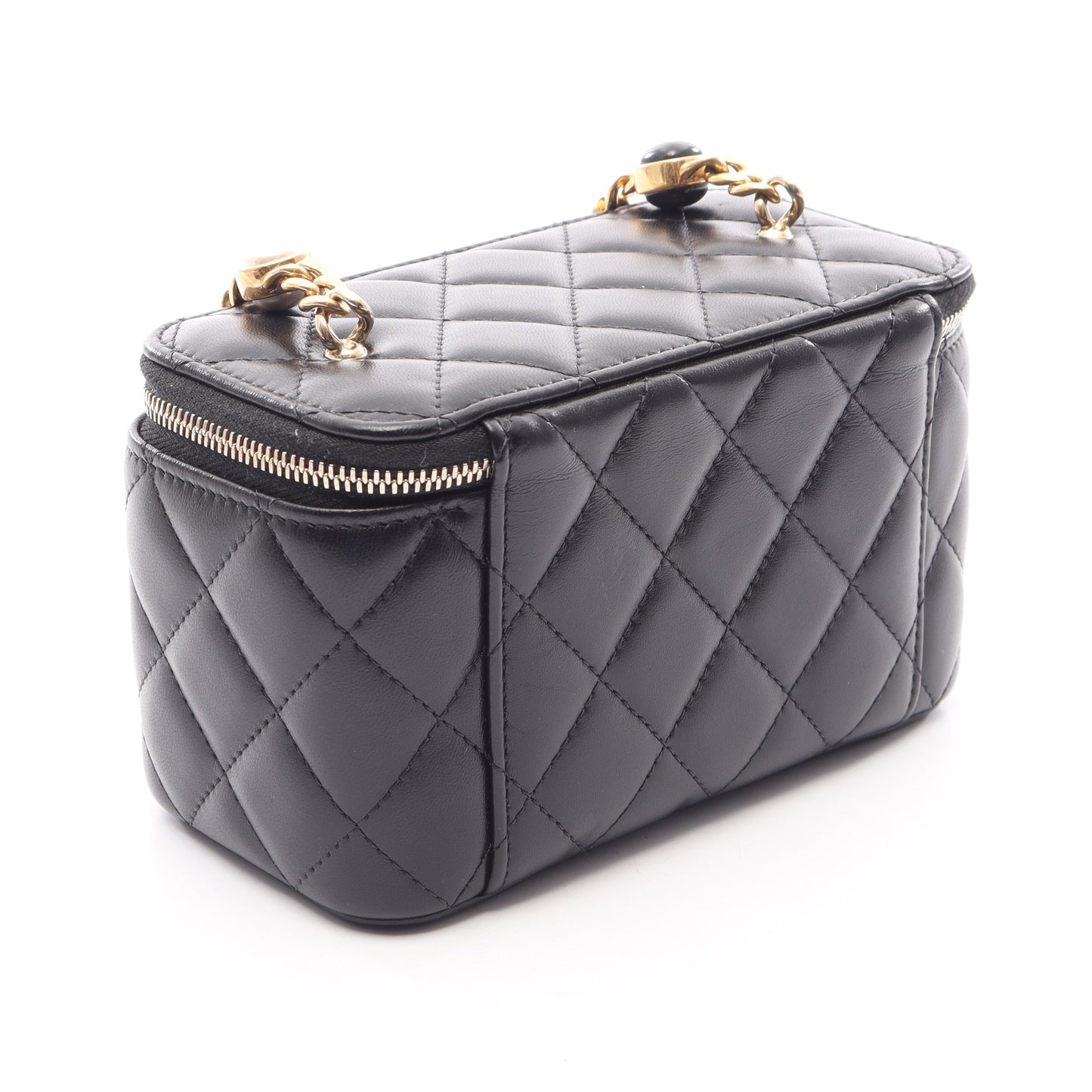 マトラッセ バニティ チェーンショルダーバッグ ラムスキン ブラック ゴールド金具 シャネル バッグ CHANEL