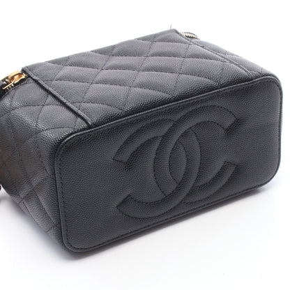 マトラッセ バニティ チェーンショルダーバッグ キャビアスキン ブラック ゴールド金具 シャネル バッグ CHANEL