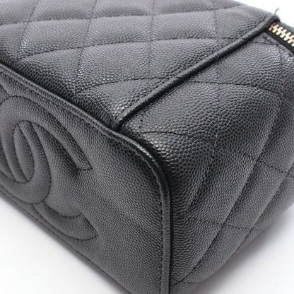 マトラッセ バニティ チェーンショルダーバッグ キャビアスキン ブラック ゴールド金具 シャネル バッグ CHANEL