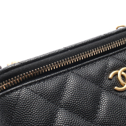 マトラッセ バニティ チェーンショルダーバッグ キャビアスキン ブラック ゴールド金具 シャネル バッグ CHANEL