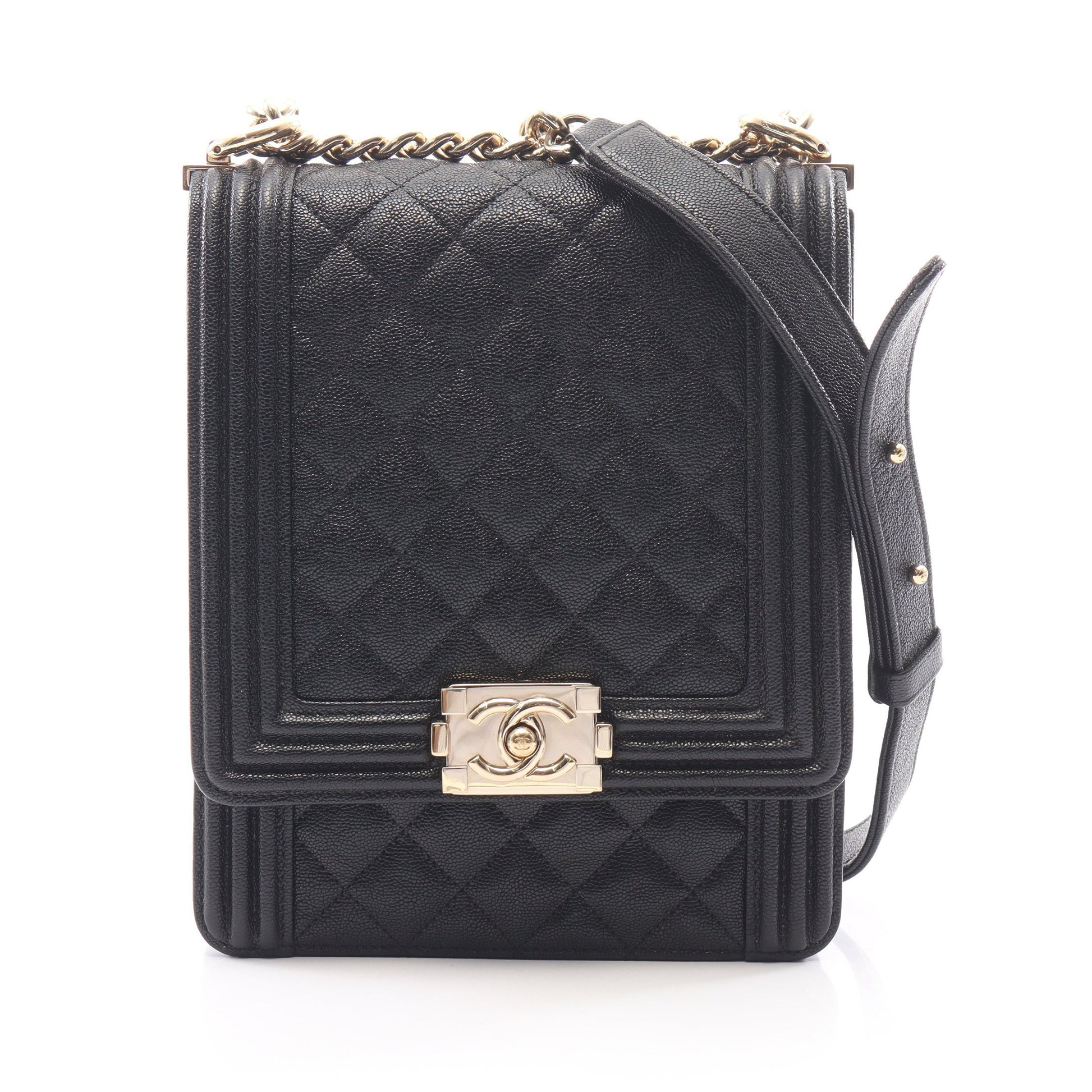 ボーイシャネル マトラッセ チェーンショルダーバッグ キャビアスキン ブラック ゴールド金具 シャネル バッグ CHANEL