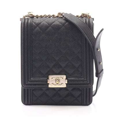 ボーイシャネル マトラッセ チェーンショルダーバッグ キャビアスキン ブラック ゴールド金具 シャネル バッグ CHANEL