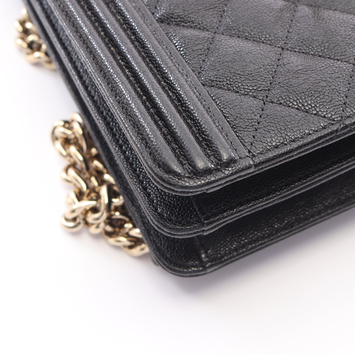 ボーイシャネル マトラッセ チェーンショルダーバッグ キャビアスキン ブラック ゴールド金具 シャネル バッグ CHANEL