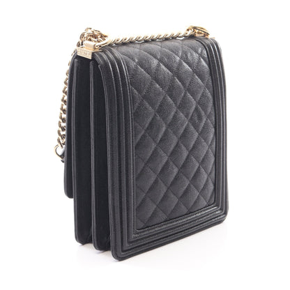 ボーイシャネル マトラッセ チェーンショルダーバッグ キャビアスキン ブラック ゴールド金具 シャネル バッグ CHANEL
