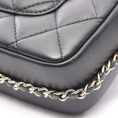 マトラッセ チェーンアラウンド パール チェーンショルダーバッグ ラムスキン ブラック ゴールド金具 シャネル バッグ CHANEL