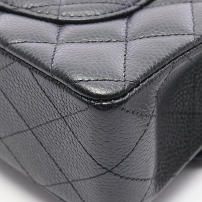 マトラッセ Wフラップ Wチェーンショルダーバッグ キャビアスキン ブラック シルバー金具 シャネル バッグ CHANEL