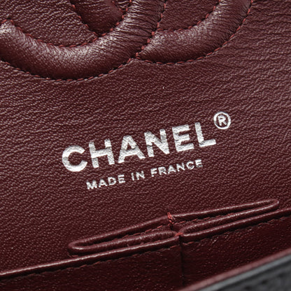 マトラッセ Wフラップ Wチェーンショルダーバッグ キャビアスキン ブラック シルバー金具 シャネル バッグ CHANEL