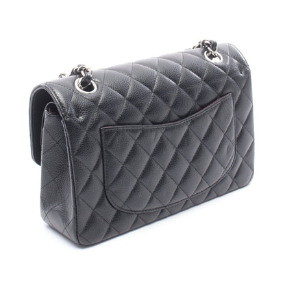 マトラッセ Wフラップ Wチェーンショルダーバッグ キャビアスキン ブラック シルバー金具 シャネル バッグ CHANEL