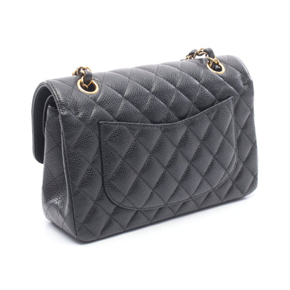 マトラッセ Wフラップ Wチェーンショルダーバッグ キャビアスキン ブラック ゴールド金具 シャネル バッグ CHANEL
