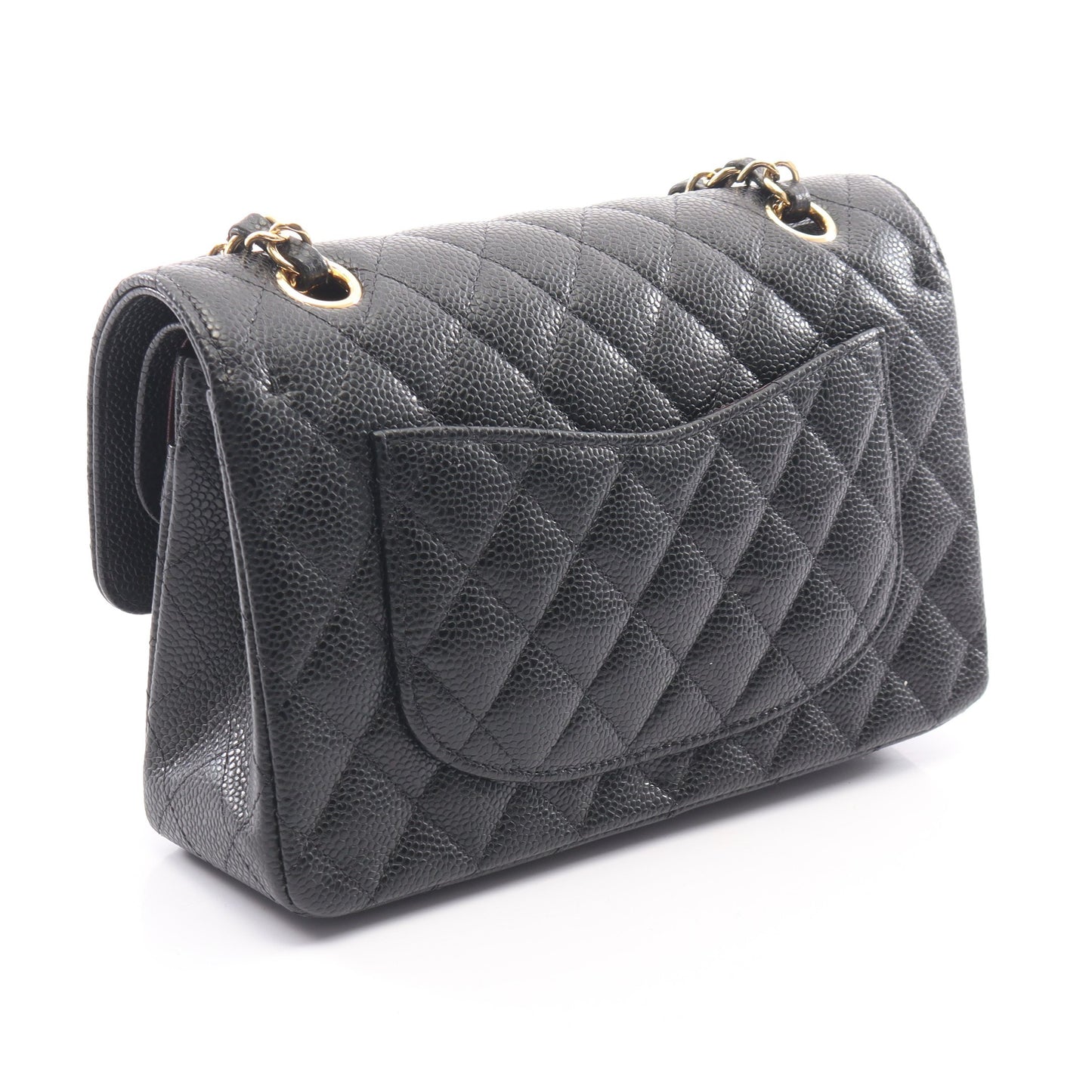 マトラッセ Wフラップ Wチェーンショルダーバッグ キャビアスキン ブラック ゴールド金具 シャネル バッグ CHANEL