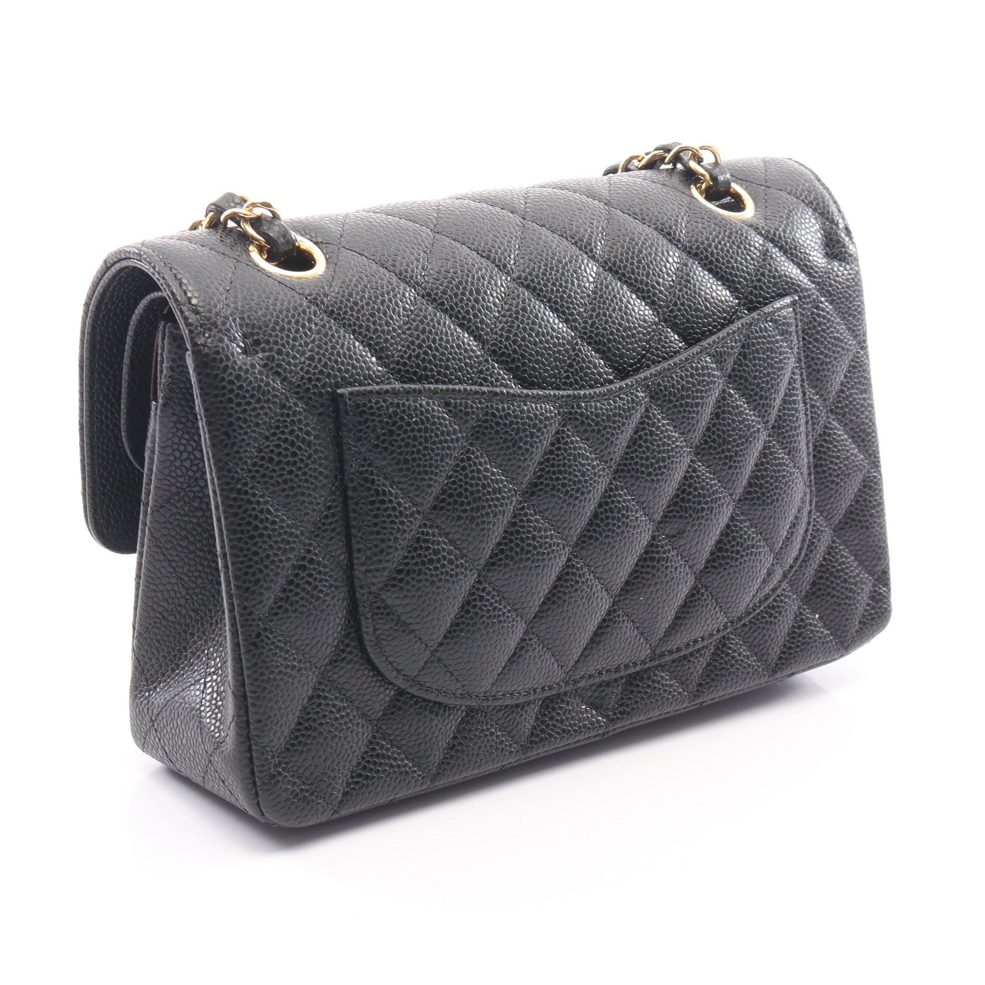マトラッセ Wフラップ Wチェーンショルダーバッグ キャビアスキン ブラック ゴールド金具 シャネル バッグ CHANEL