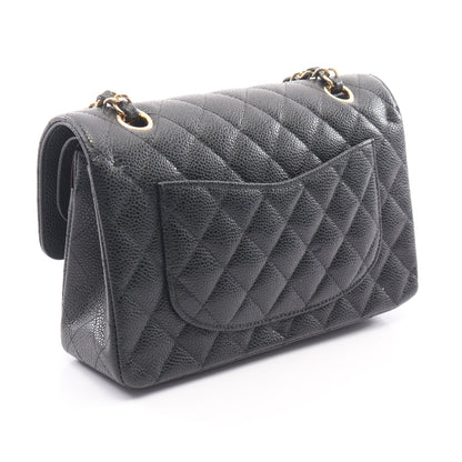マトラッセ Wフラップ Wチェーンショルダーバッグ キャビアスキン ブラック ゴールド金具 シャネル バッグ CHANEL