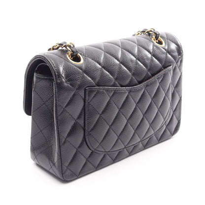 マトラッセ Wフラップ Wチェーンショルダーバッグ キャビアスキン ブラック ゴールド金具 シャネル バッグ CHANEL
