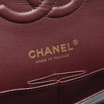 マトラッセ Wフラップ Wチェーンショルダーバッグ ラムスキン ブラック ゴールド金具 シャネル バッグ CHANEL