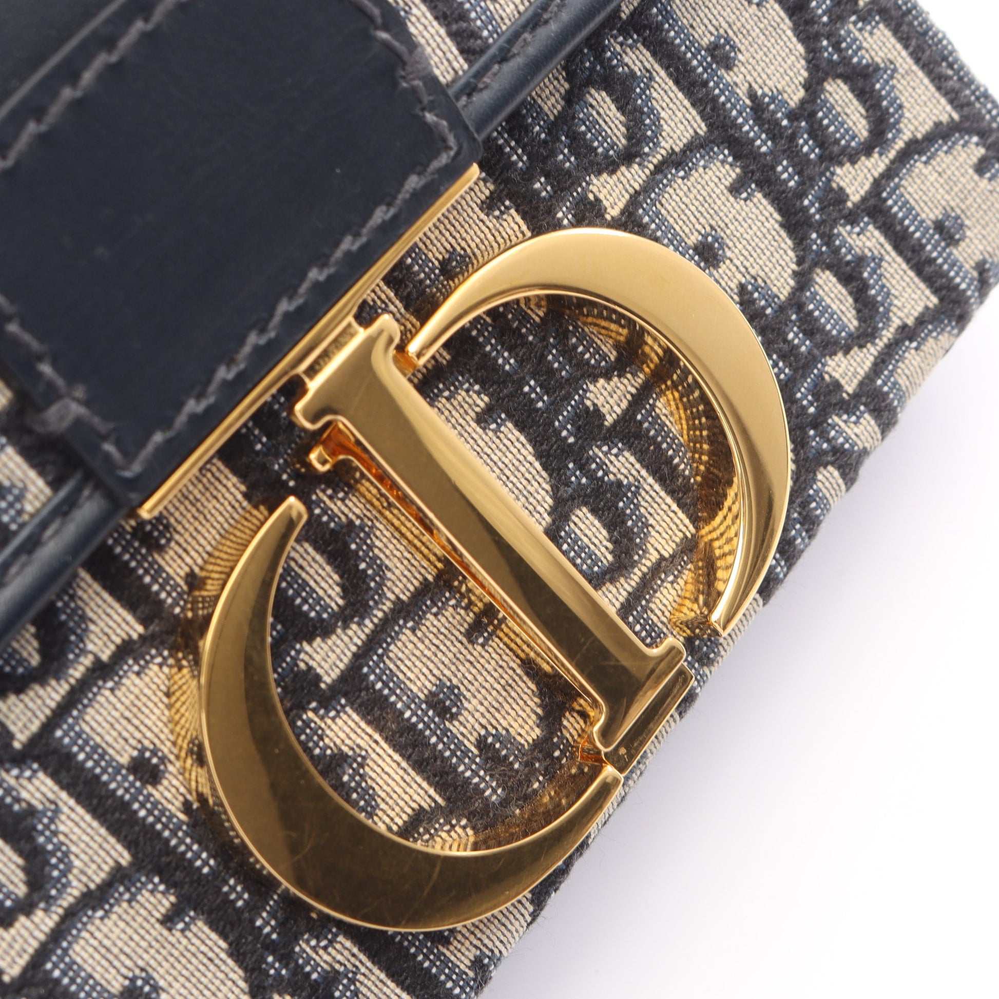 30 MONTAIGNE モンテーニュ ボックス オブリーク ショルダーバッグ キャンバス レザー ネイビー クリスチャンディオール バッグ Christian Dior