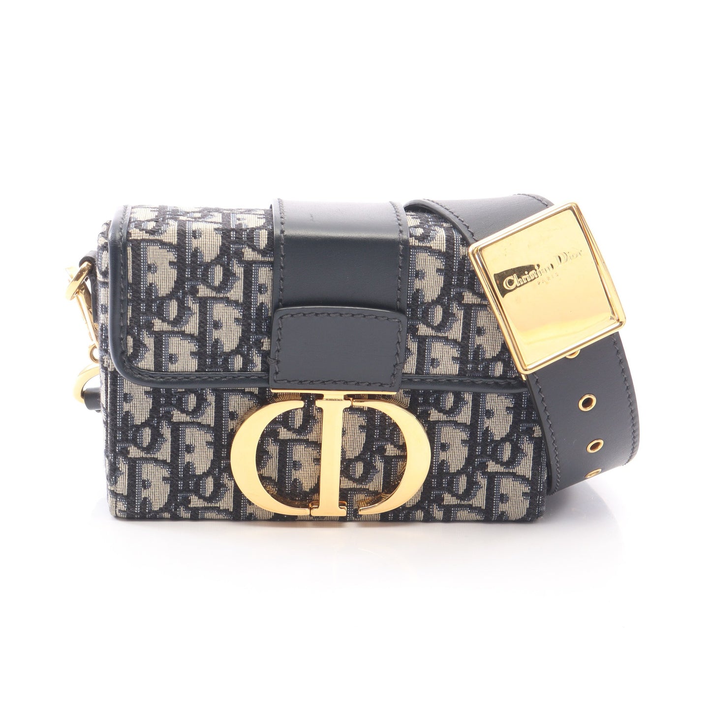 30 MONTAIGNE モンテーニュ ボックス オブリーク ショルダーバッグ キャンバス レザー ネイビー クリスチャンディオール バッグ Christian Dior