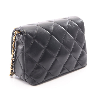 マトラッセ ミニフラップバッグ チェーンショルダーバッグ ラムスキン ブラック ゴールド金具 シャネル バッグ CHANEL