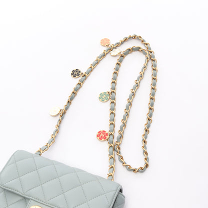 ミニマトラッセ チェーンショルダーバッグ ラムスキン グレーグリーン ゴールド金具 シャネル バッグ CHANEL