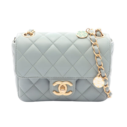 ミニマトラッセ チェーンショルダーバッグ ラムスキン グレーグリーン ゴールド金具 シャネル バッグ CHANEL