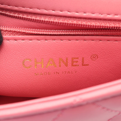 マトラッセ スモール トップハンドル 2WAY チェーンショルダーバッグ ラムスキン ピンク ゴールド金具 シャネル バッグ CHANEL