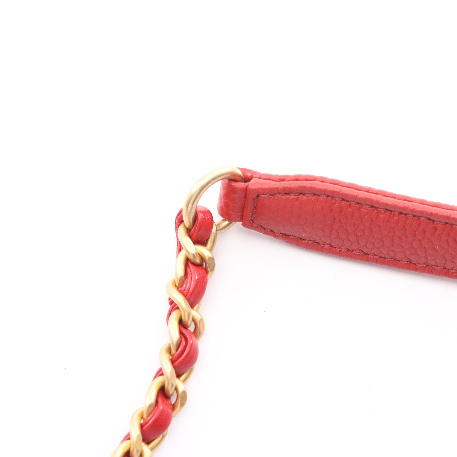 マトラッセ 2WAY チェーンショルダーバッグ レザー キャビアスキン レッド ゴールド金具 シャネル バッグ CHANEL