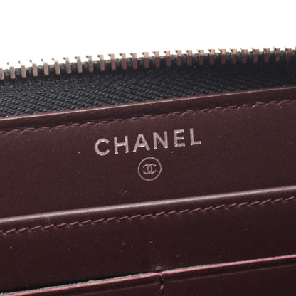 クラシック ロング ジップ ウォレット マトラッセ ラウンドファスナー長財布 キャビアスキン ブラック シルバー金具 シャネル 財布・小物 CHANEL