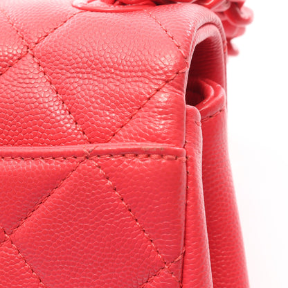 マトラッセ ショルダーバッグ キャビアスキン ピンクレッド シルバー金具 シャネル バッグ CHANEL