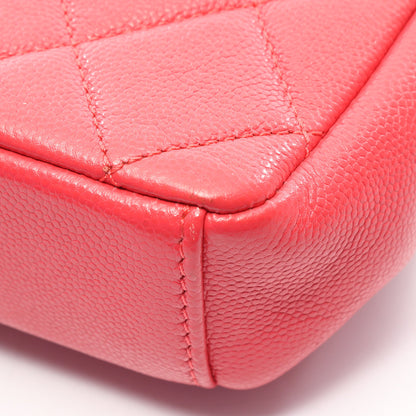 マトラッセ ショルダーバッグ キャビアスキン ピンクレッド シルバー金具 シャネル バッグ CHANEL