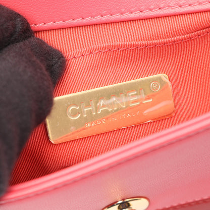 マトラッセ チェーンショルダーバッグ ラムスキン レッド ピンク ボルドー ゴールド金具 シャネル バッグ CHANEL