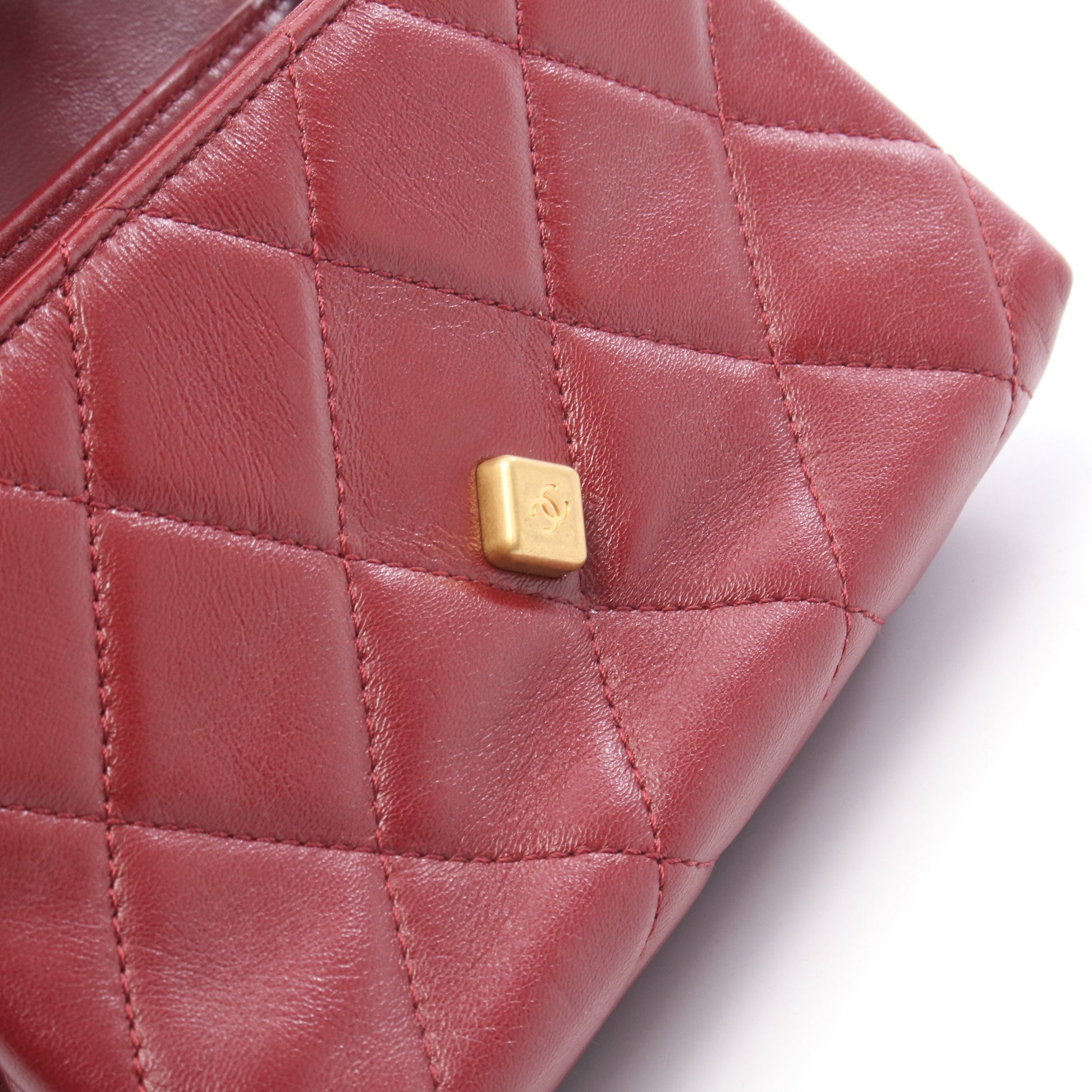 マトラッセ スモールフラップ チェーンショルダーバッグ ラムスキン ボルドー ゴールド金具 シャネル バッグ CHANEL