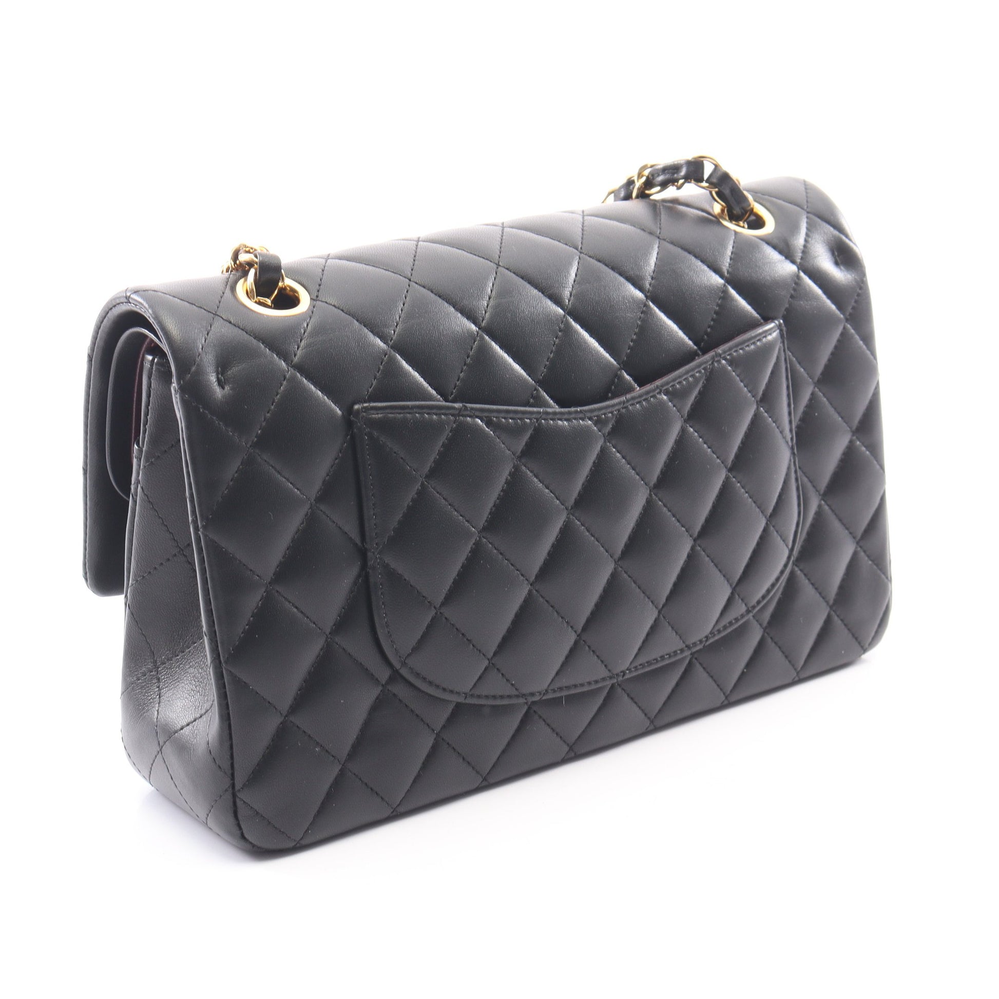 マトラッセ Wフラップ Wチェーンショルダーバッグ ラムスキン ブラック ゴールド金具 シャネル バッグ CHANEL