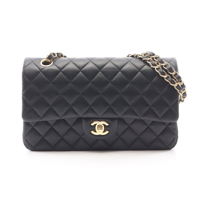 マトラッセ Wフラップ Wチェーンショルダーバッグ ラムスキン ブラック ゴールド金具 シャネル バッグ CHANEL