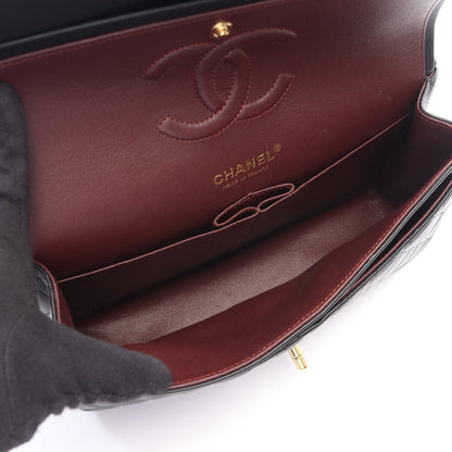 マトラッセ Wフラップ Wチェーンショルダーバッグ ラムスキン ブラック ゴールド金具 シャネル バッグ CHANEL