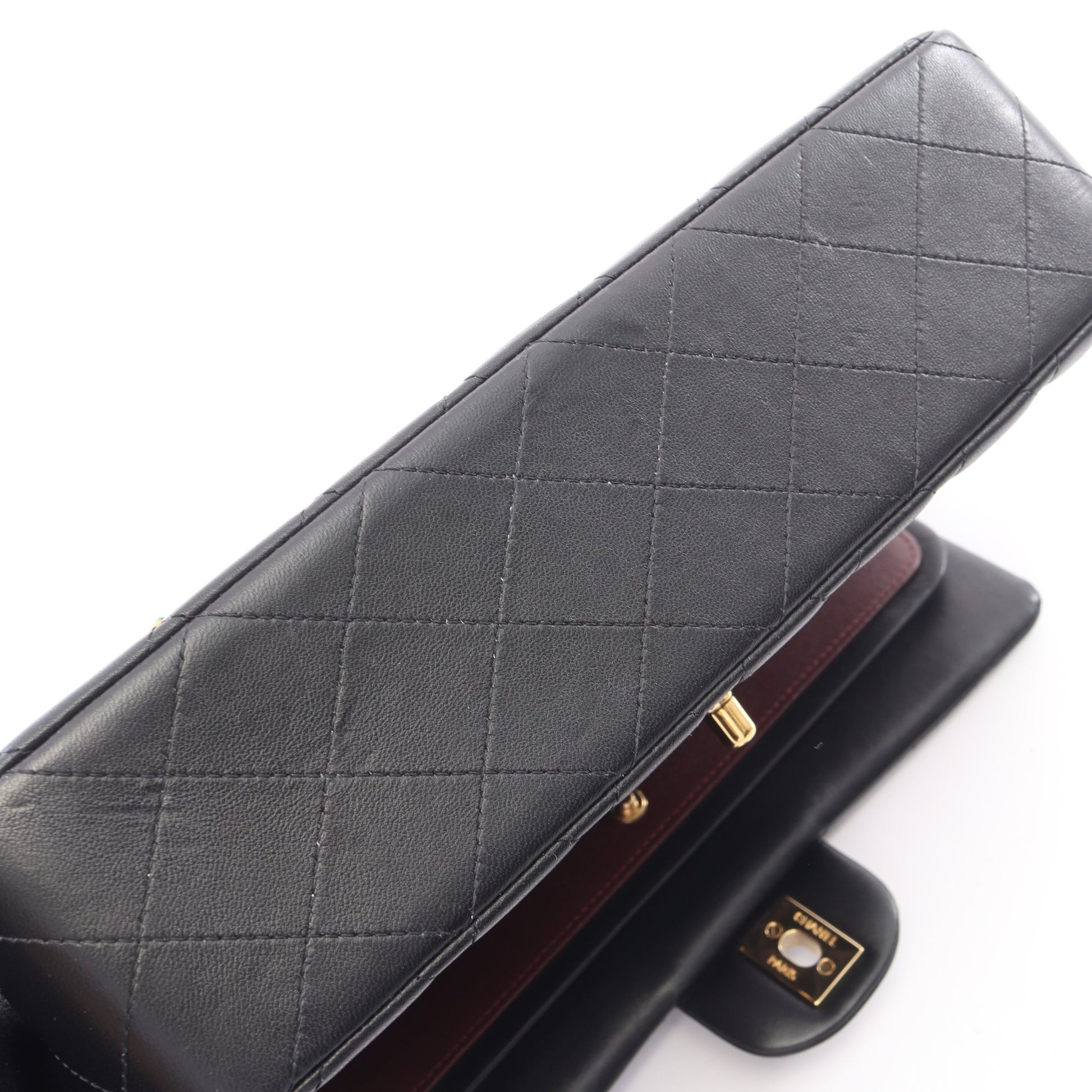 マトラッセ Wフラップ Wチェーンショルダーバッグ ラムスキン ブラック ゴールド金具 シャネル バッグ CHANEL