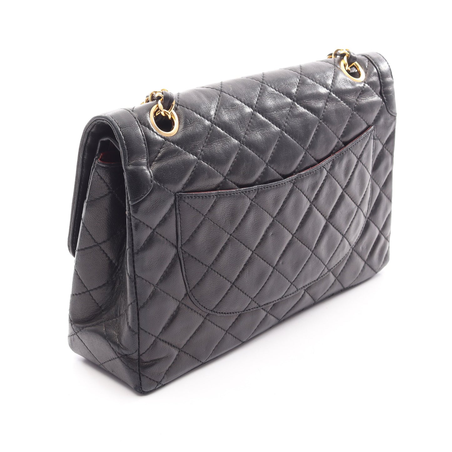 マトラッセ パリ限定 Wチェーンショルダーバッグ ラムスキン ブラック ゴールド金具 シャネル バッグ CHANEL