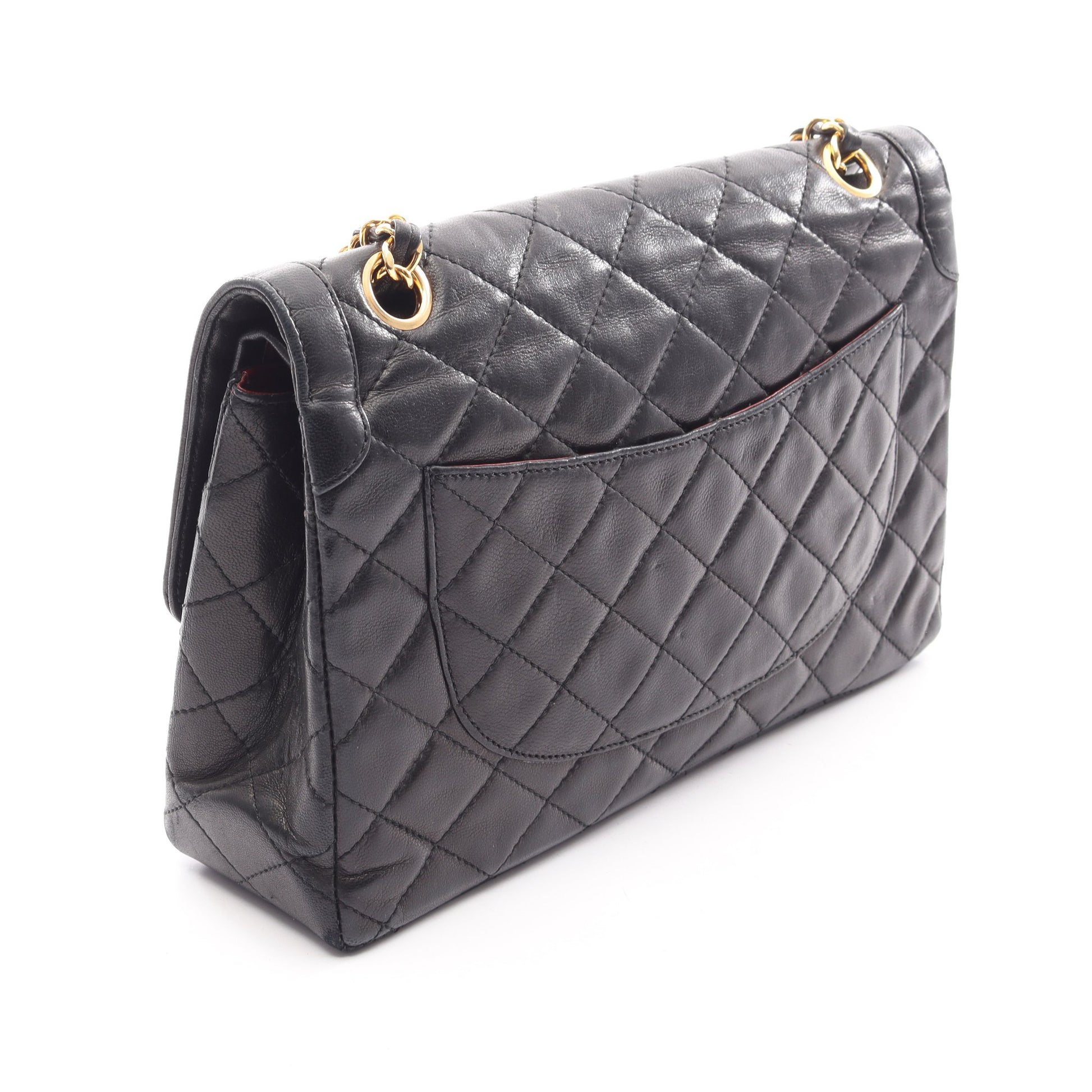 マトラッセ パリ限定 Wチェーンショルダーバッグ ラムスキン ブラック ゴールド金具 シャネル バッグ CHANEL