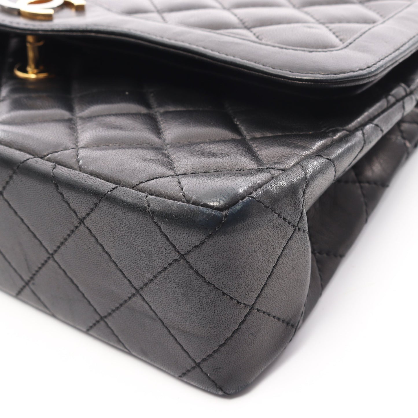 マトラッセ パリ限定 Wチェーンショルダーバッグ ラムスキン ブラック ゴールド金具 シャネル バッグ CHANEL
