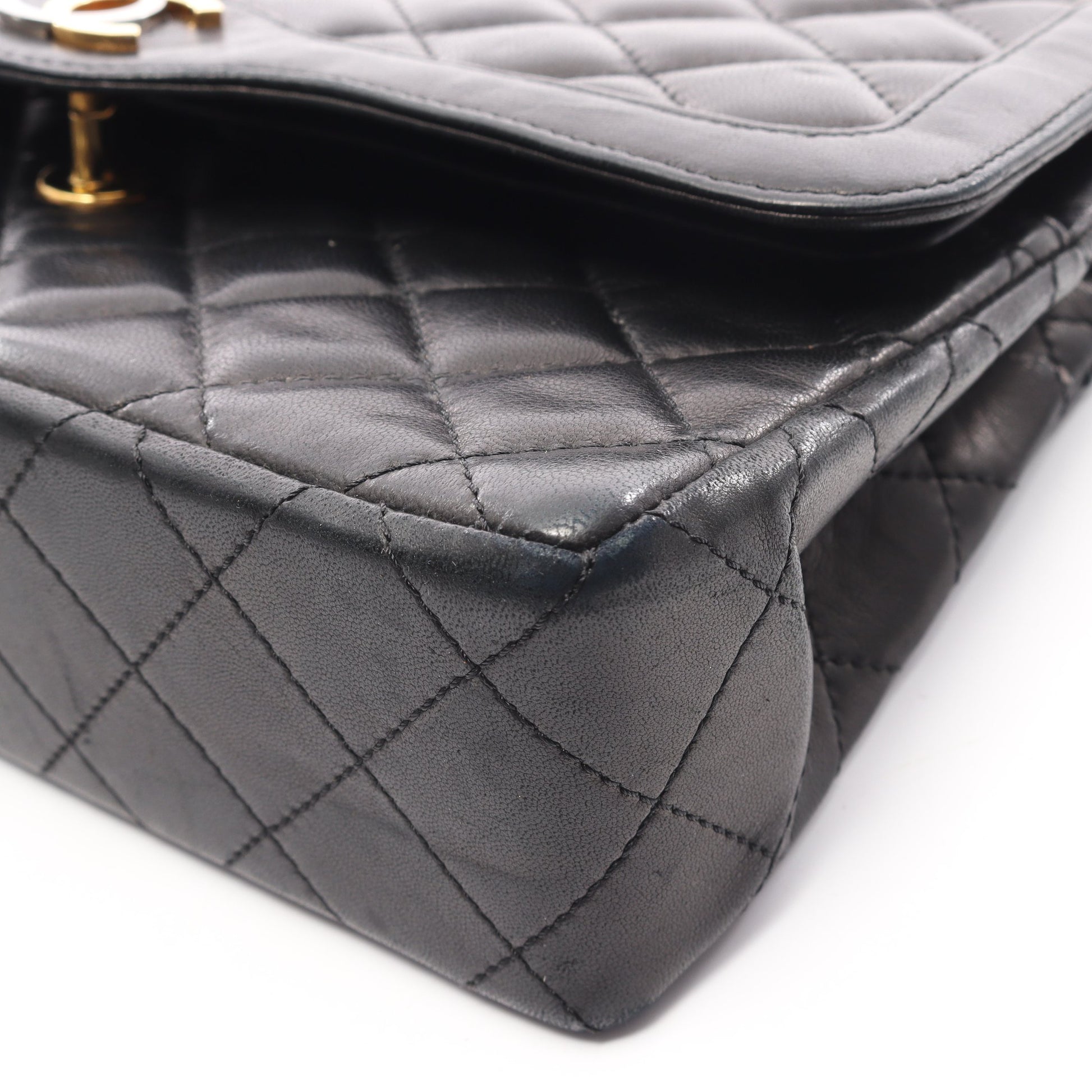 マトラッセ パリ限定 Wチェーンショルダーバッグ ラムスキン ブラック ゴールド金具 シャネル バッグ CHANEL