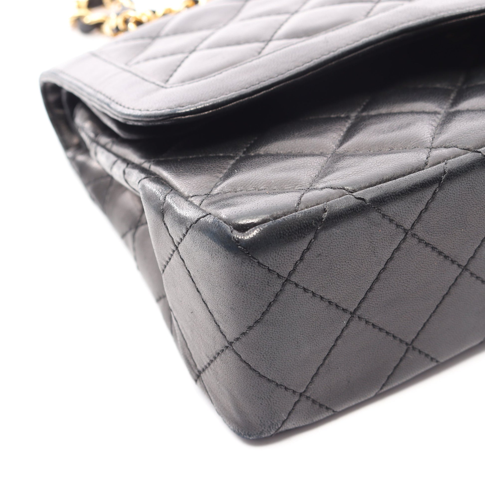 マトラッセ パリ限定 Wチェーンショルダーバッグ ラムスキン ブラック ゴールド金具 シャネル バッグ CHANEL