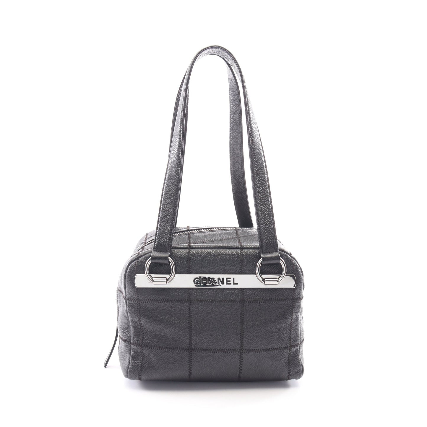チョコバー ショルダーバッグ キャビアスキン ブラック シルバー金具 シャネル バッグ CHANEL