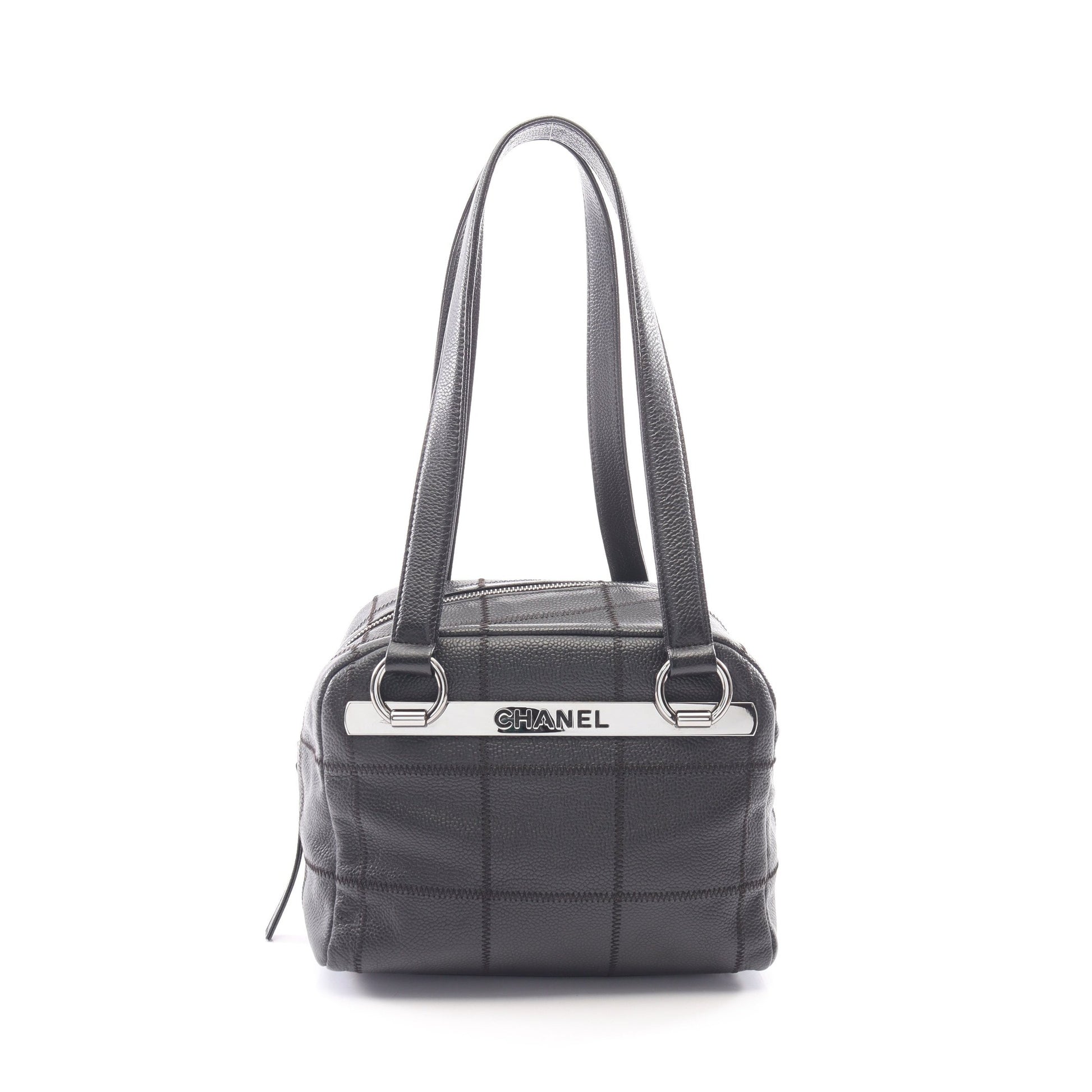 チョコバー ショルダーバッグ キャビアスキン ブラック シルバー金具 シャネル バッグ CHANEL