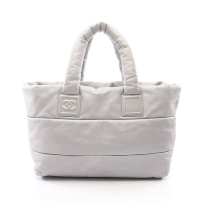 コココクーンGM リバーシブル ハンドバッグ トートバッグ レザー シルバー ネイビー シルバー金具 シャネル バッグ CHANEL