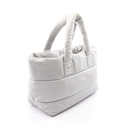 コココクーンGM リバーシブル ハンドバッグ トートバッグ レザー シルバー ネイビー シルバー金具 シャネル バッグ CHANEL
